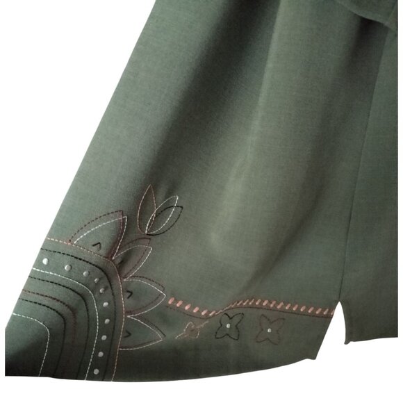 Allison Daley Ii Olive Green Embroidered Jacket Attached Button Top 18W - Picture 6 of 9